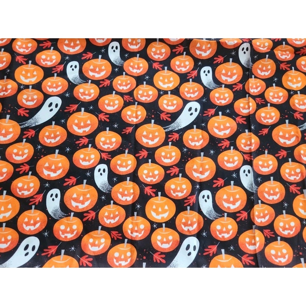 .7 yd (26 in) JoAnn Fabric 100% Cotton Orange Pumpkins Ghosts Halloween Fabric